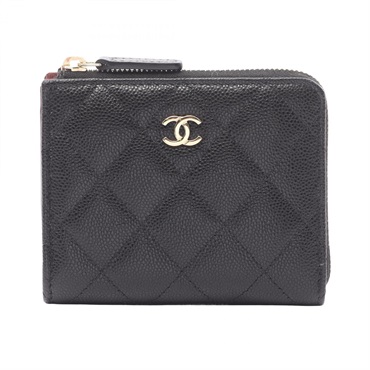 CHANEL Matelasse Zippy Round wallet AP3999 Grained calfskin Black Used GHW CC
