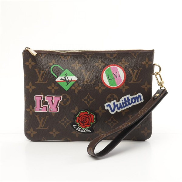 LOUIS VUITTON City pouch Clutch bag M63447 Monogram patch canvas Used Brown LV