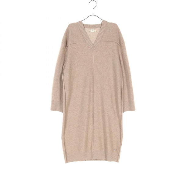 HERMES Dress 96-7700 cashmere Brown Used Women #38