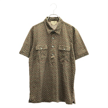 HERMES Short sleeve polo shirt cotton Khaki Used mens #M