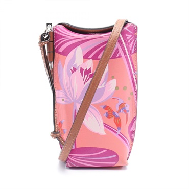 LOEWE PAULA GATE POCKET Shoulder Bag C650Z42X10 leather Purple Used Women