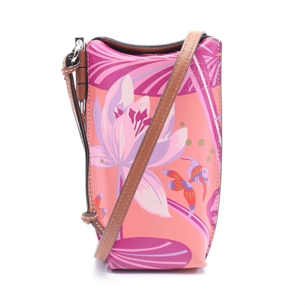 LOEWE PAULA GATE POCKET Shoulder Bag C650Z42X10 leather Purple Used Women