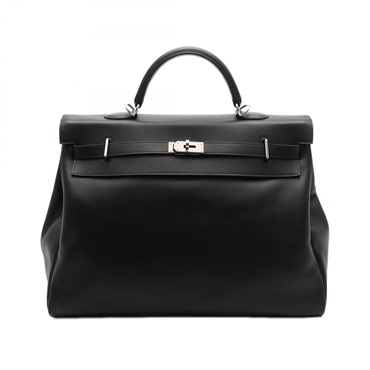 HERMES Kelly 50 Relax Hand bag Z Taurillon Novillo leather Black Used SHW