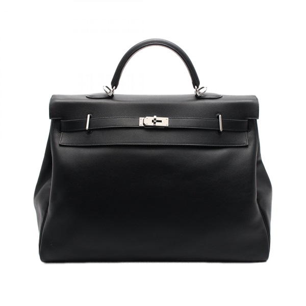 HERMES Kelly 50 Relax Hand bag Z Taurillon Novillo leather Black Used SHW