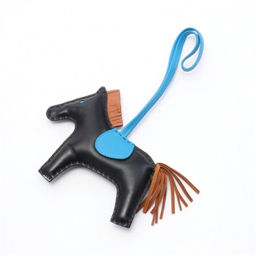 HERMES Rodeo MM charm Z Agneau milo Black gold blue zanzibar Used