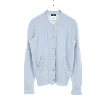 CHANEL COCO Mark cardigan knitwear P52488 cashmere Blue Used Women 34