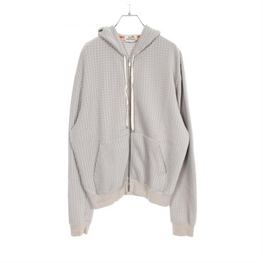 HERMES 3D quilted motif Hoodie jacket Polyester nylon Gray Used mens size L