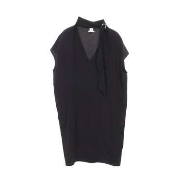 HERMES Dress silk Black Used Women #34