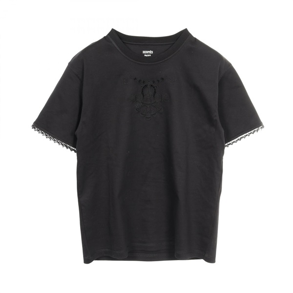 HERMES T-shirt Tops cotton Black Used Women size 34