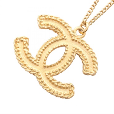 CHANEL COCO Mark Necklace Pendant Gold Plated Used Women CC