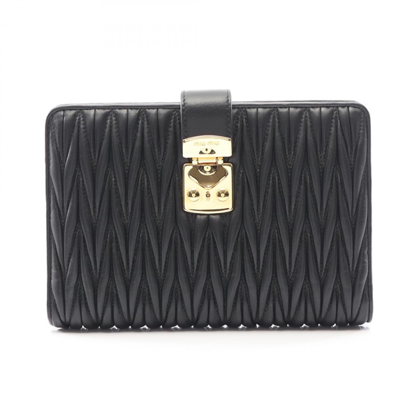 Miu Miu Materasse Bifold purse compact wallet leather Black Used Women