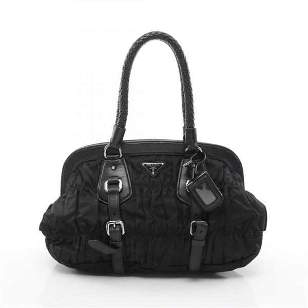 PRADA TESSUTO GAUFRE Shoulder Handbag BN1331 Nylon leather Black Used Women