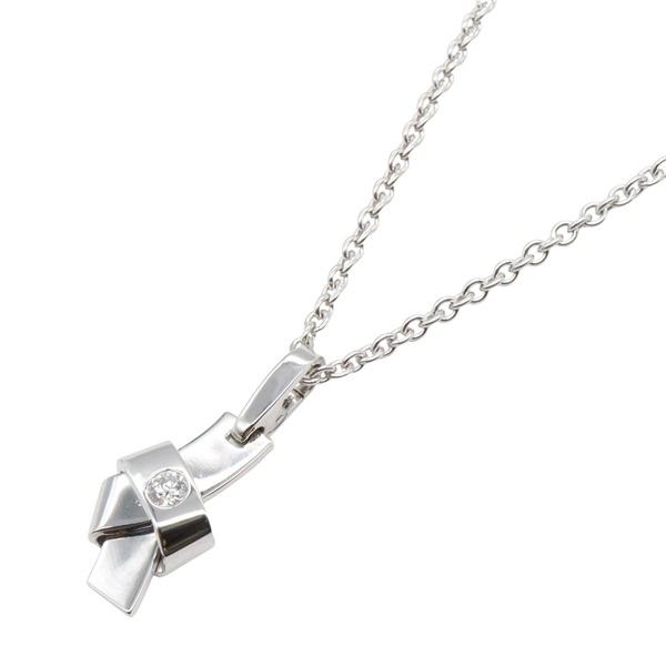CARTIER Knot Necklace 1P Diamond Pendant 18KWG White Gold Used women