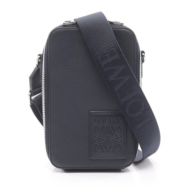 LOEWE vertical Crossbody pocket Shoulder Bag C565S59X01 leather Navy Used mens