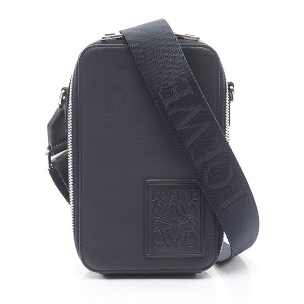 LOEWE vertical Crossbody pocket Shoulder Bag C565S59X01 leather Navy Used mens