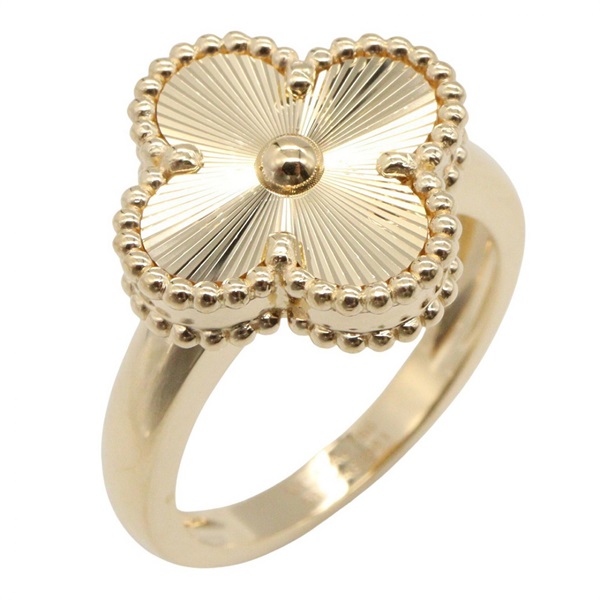 Van Cleef & Arpels Vintage Alhambra Guilloched Ring 18KYG Yellow Gold Used #53