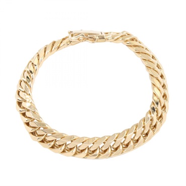 JEWELRY Double 6 Side Flat link Chain Bracelet 18KYG Used unisex 19.5㎝