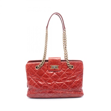 CHANEL 2.55 Matelasse chain shoulder Tote hand Bag Calfskin red Used Women