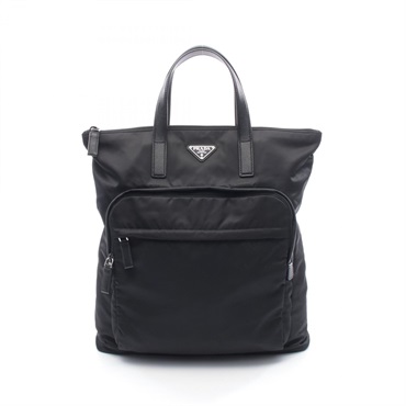 PRADA TESSUTO Rucksack Backpack 2VG098 Nylon Saffiano leather Black Used mens