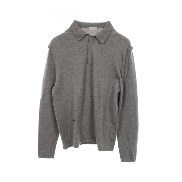 DIOR HOMME BEE embroidered Knitwear Sweater Polo shirt wool Gray Used mens M