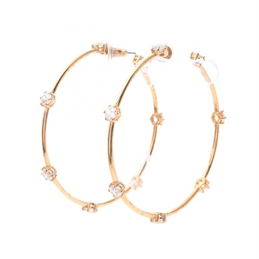 SWAROVSKI Constella Hoop Pierced earrings Gold Plated Rhinestone Used Women