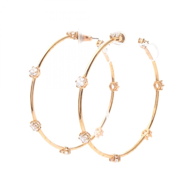 SWAROVSKI Constella Hoop Pierced earrings Gold Plated Rhinestone Used Women