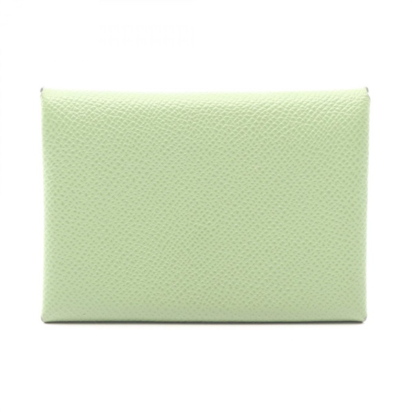 HERMES Calvi duo Coin purse wallet Epsom leather Green Vert criquet Used SHW U