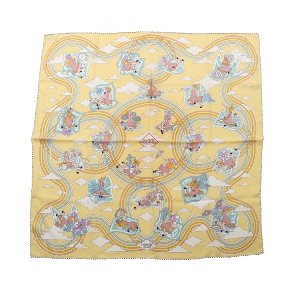 HERMES Carre 70 CARRES VOLANTS Scarf Stole Wrap silk Yellow Multicolor Used