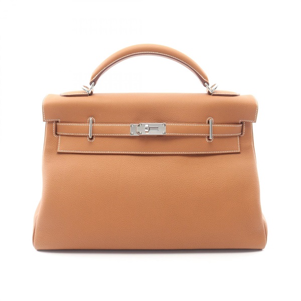 HERMES Maxi Kelly 42 Shoulder Hand bag Togo leather Brown Gold Used Women B SHW
