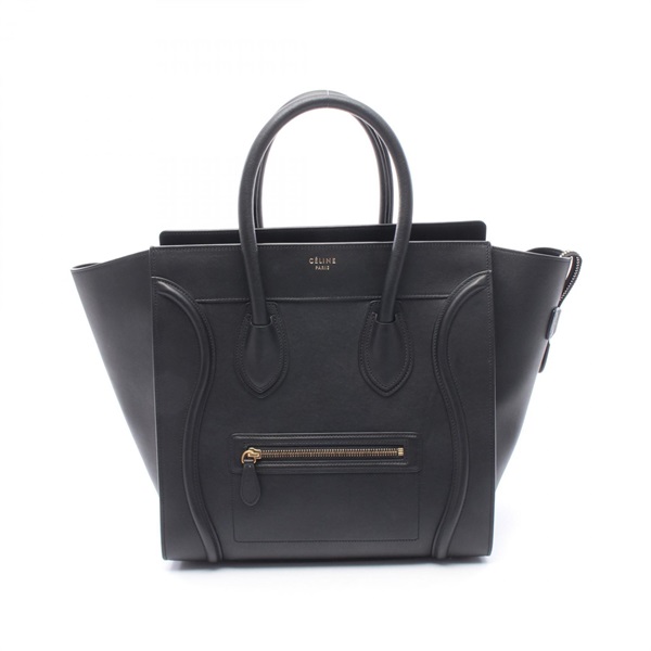 CELINE Luggage mini shopper Tote Handbag 165213 leather Black Used Women