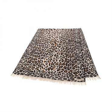 HERMES Leopard Stole Shawl Foulard Scarf silk cashmere Beige Black Brown Used