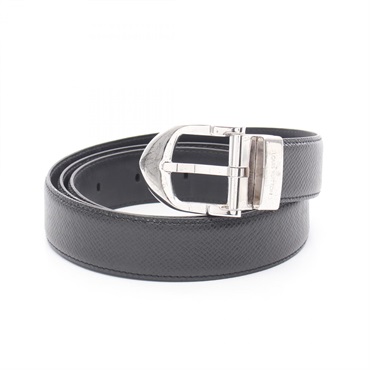 LOUIS VUITTON Ceinture Classic Belt M6343 Taiga leather Black Ardoise Used mens