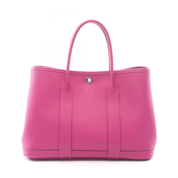 HERMES Garden Party TPM Hand Tote Bag Country leather Rose purple Used SHW C
