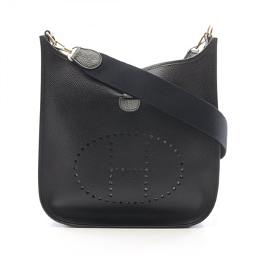 HERMES Evelyne I GM Shoulder Crossbody Bag Ardennes leather Black GHW Used A