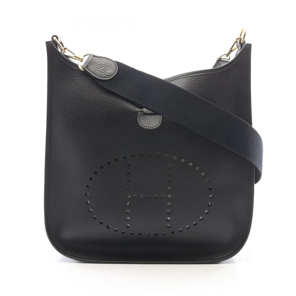 HERMES Evelyne I GM Shoulder Crossbody Bag Ardennes leather Black GHW Used A