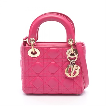 Christian Dior Ladi Dior Cannage tote shoulder crossbody hand bag Magenta