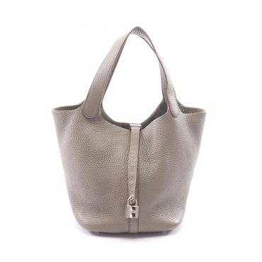 HERMES Picotin Lock MM Tote Handbag Clemence leather Beige Etain SHW Used Q