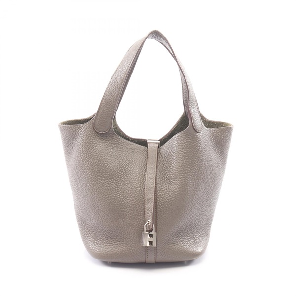 HERMES Picotin Lock MM Tote Handbag Clemence leather Beige Etain SHW Used Q