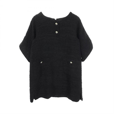 CHANEL Lion Button Tweed Dress P56052V29319 Nylon cotton wool Black #38 Used