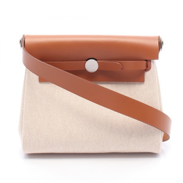 HERMES Herbag Zip Mini Shoulder crossbody Bag K Toile H Hunter Ecru Fauve SHW
