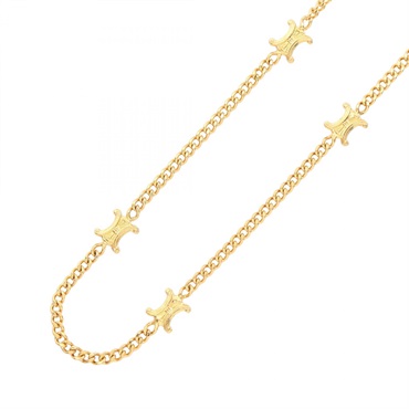 CELINE Macadam Long Chain Necklace Gold Plated Used Women
