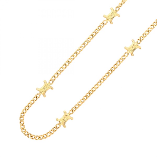 CELINE Macadam Long Chain Necklace Gold Plated Used Women