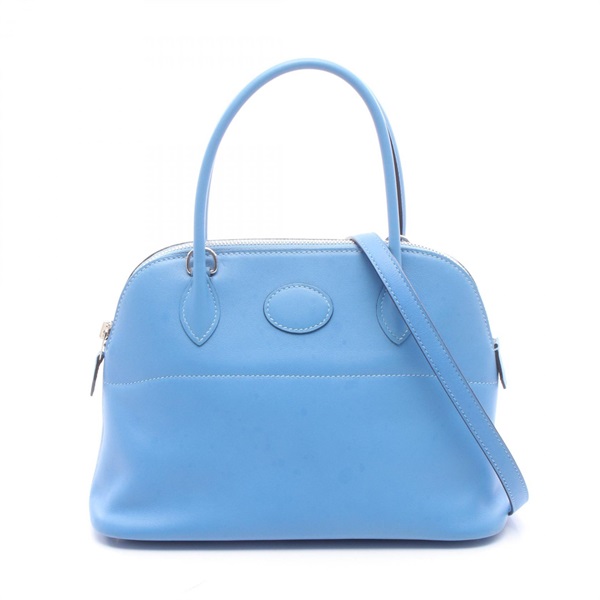 HERMES Bolide 27 Shoulder Handbag Swift leather Blue Paradise SHW Used Women X