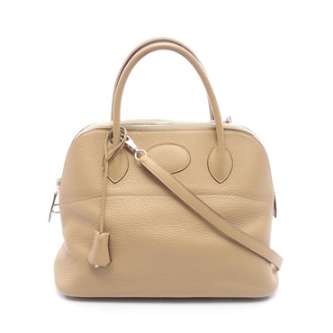 HERMES Bolide 31 Shoulder Handbag Clemence leather Brown Trench SHW Used L