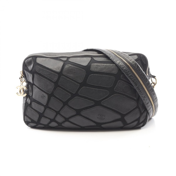 CHANEL Shoulder Crossbody Bag canvas leather Black GHW Used Women Coco CC
