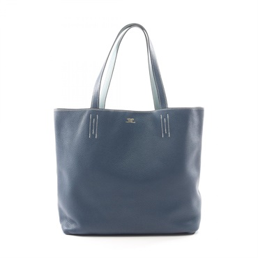 HERMES Doble Sense 45 Tote hand Bag P Taurillon Clemence Navy Ciel Used Women