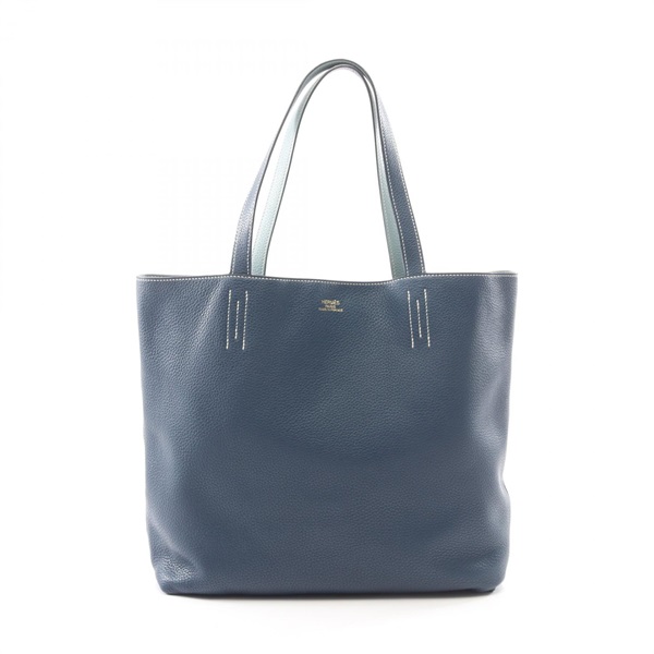 HERMES Doble Sense 45 Tote hand Bag P Taurillon Clemence Navy Ciel Used Women