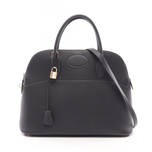 HERMES Bolide 35 shoulder Handbag G Fjord leather Blue indigo Used Women GHW