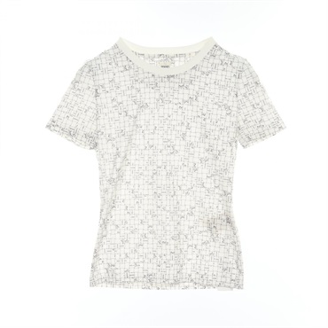 HERMES Bolduc check T-shirt Tops 5E4645DK cotton White Used Women size 34