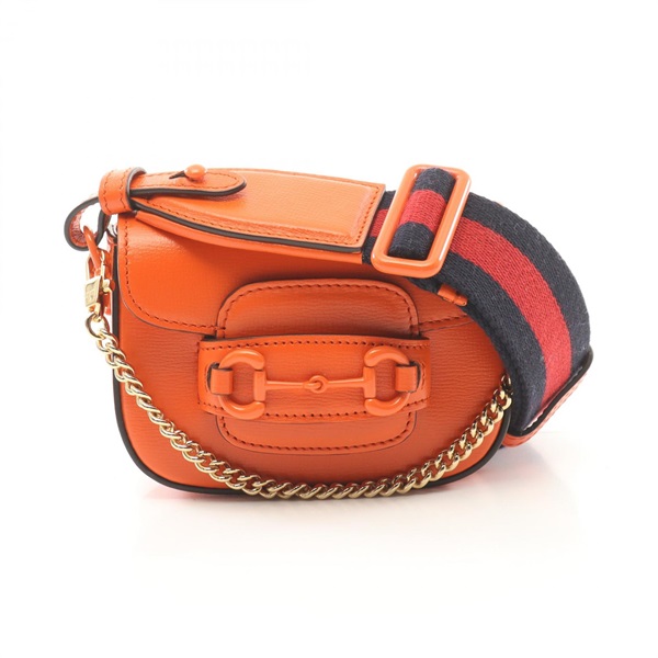 GUCCI Mini Horsebit 1955 2way chain Shoulder Bag 726863 leather Orange